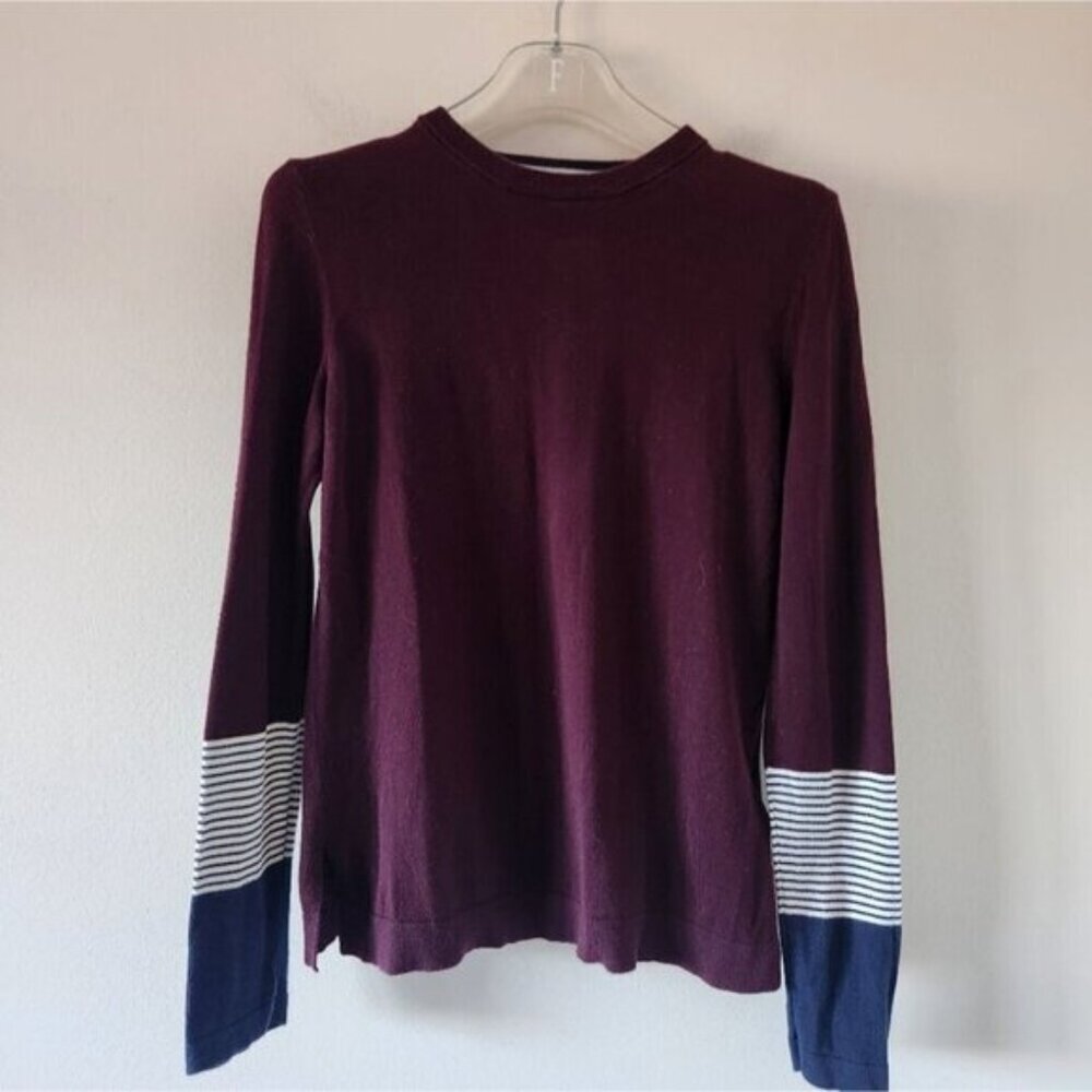 WHISTLES | 100% cotton burgundy jumper  sweater with cuff details US sz 4